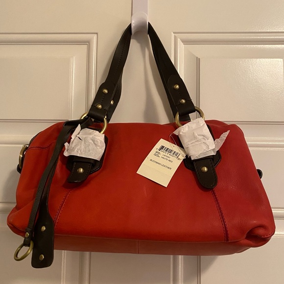 Lucky Brand Buckman leather satchel handbag, in Haute Red, NWT, style LB1041 - Picture 1 of 16